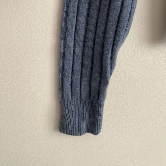 Naadam Womens Blue Ribbed Cropped 100% Cashmere Crew Neck Sweater Size Large - Picture 5 of 11